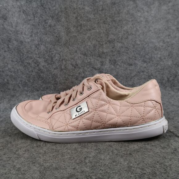 G by Guess Shoes Womens 8 Casual Sneaker Quilted Pink Lace Up Flat Fashion Logo - Picture 4 of 12